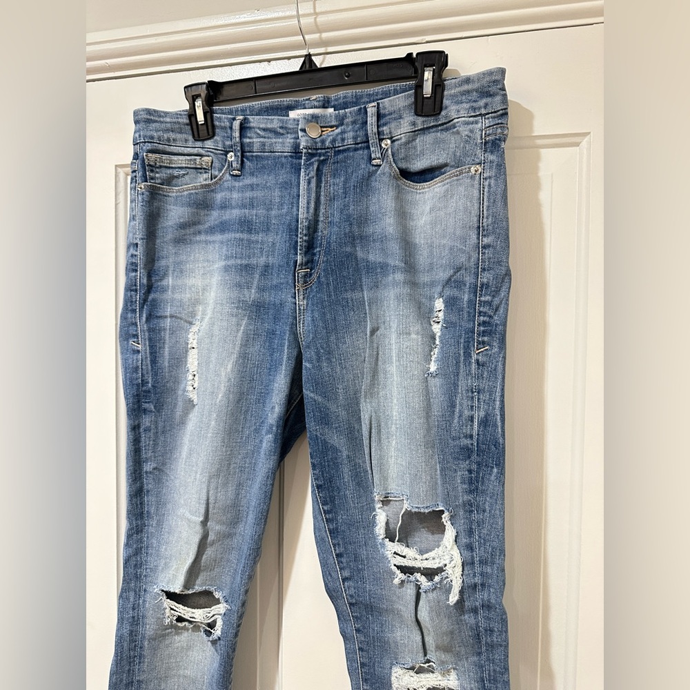 Good American good legs distressed torn washed blue jeans women’s